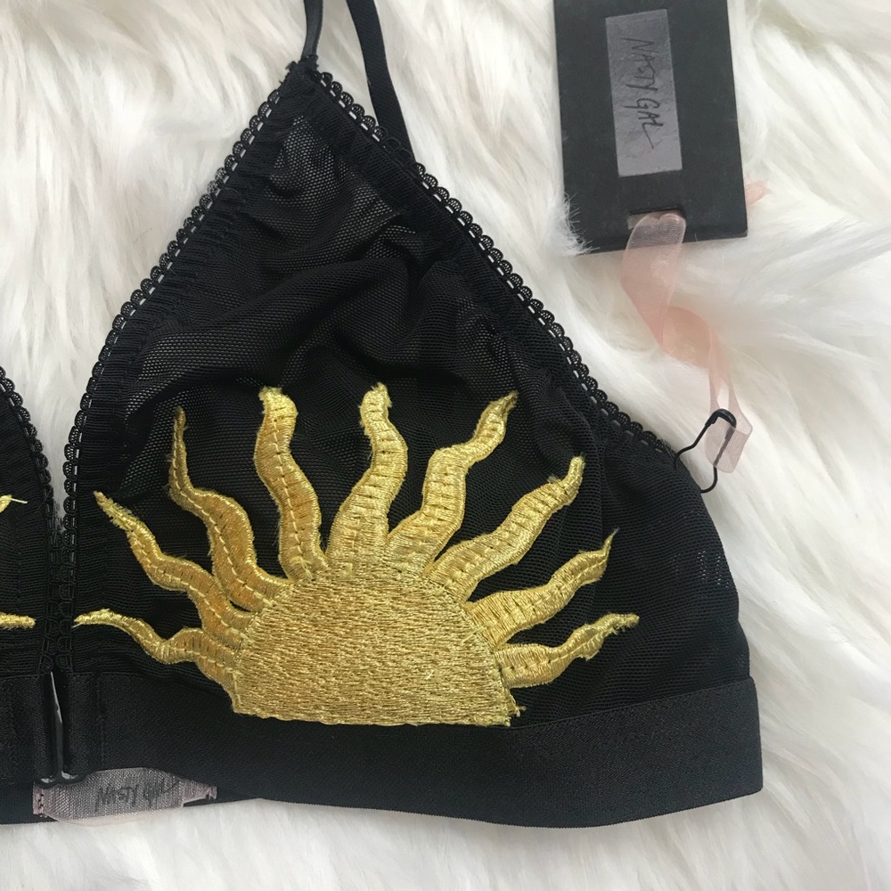 UO Sun Bralette Nasty Gal black bra New NWT gold - Picture 3 of 5